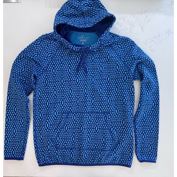 Nike Hooded Pullover Women Small Therma Fit Pockets Athleisure Hoodie Blue Dots - Picture 1 of 12